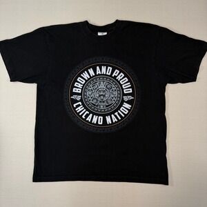Shaka Wear Brown and Proud Chicano Nation Aztec T-Shirt Black XL Super Max Heavy